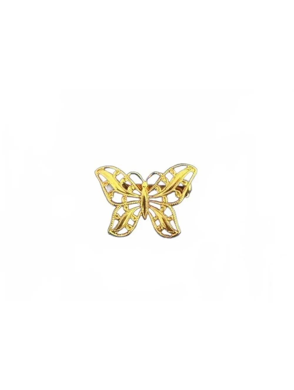 Vintage Napier 1 inch Gold Tone Filigree Butterfly Brooch Pin